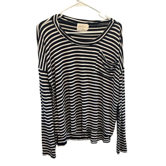 Maison Du Soir Edith Top Size Small Navy Blue Striped Sleepwear Sleep Leisure - Picture 2 of 8